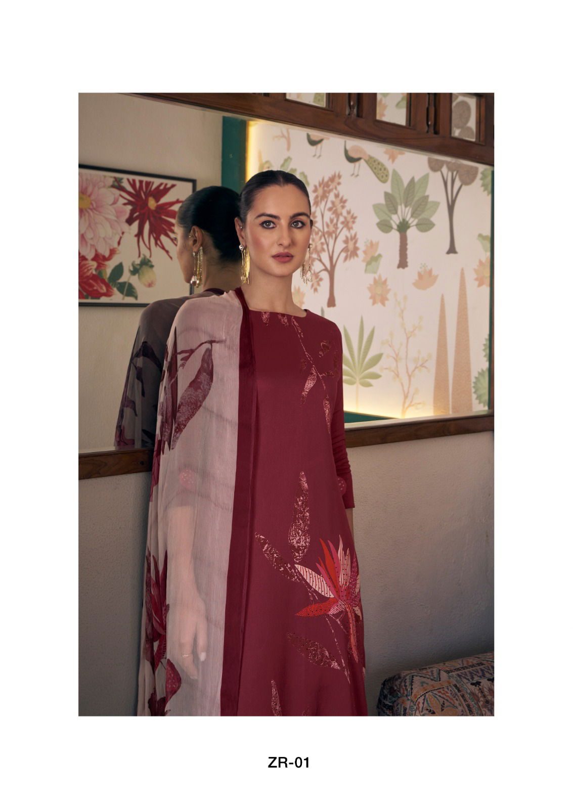Zara Heavy Jam Satin Digital Printed Dress Material Wholesale Clothing Suppliers In India